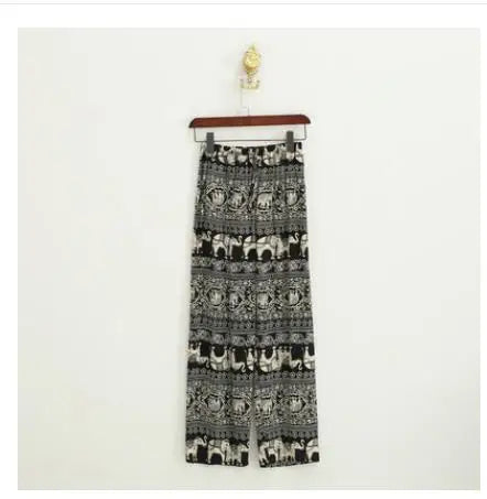 Home service trousers female spring and summer mother clothes middle-aged and elderly thin cotton pajamas can be worn outside