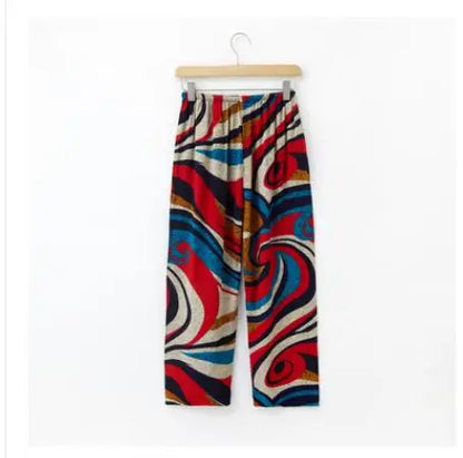 Home service trousers female spring and summer mother clothes middle-aged and elderly thin cotton pajamas can be worn outside