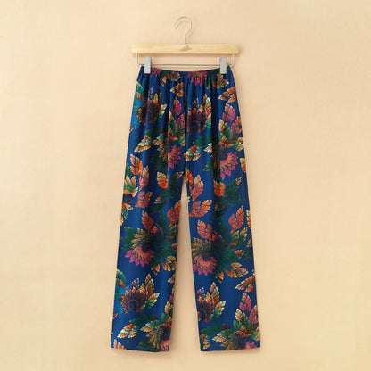 Home service trousers female spring and summer mother clothes middle-aged and elderly thin cotton pajamas can be worn outside
