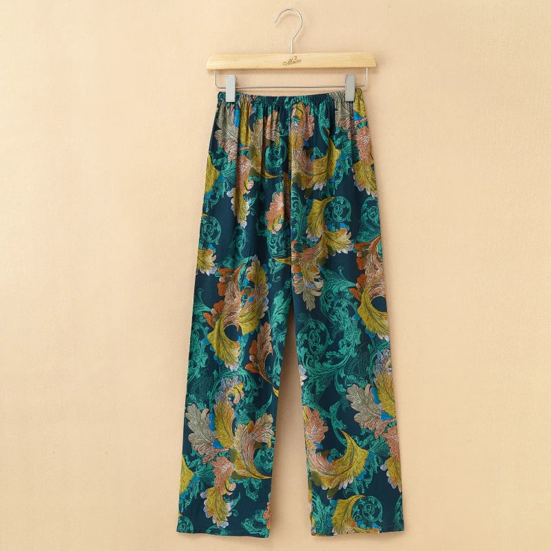 Home service trousers female spring and summer mother clothes middle-aged and elderly thin cotton pajamas can be worn outside