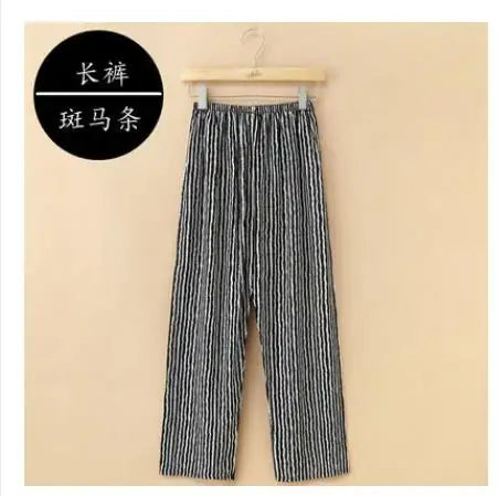 Home service trousers female spring and summer mother clothes middle-aged and elderly thin cotton pajamas can be worn outside