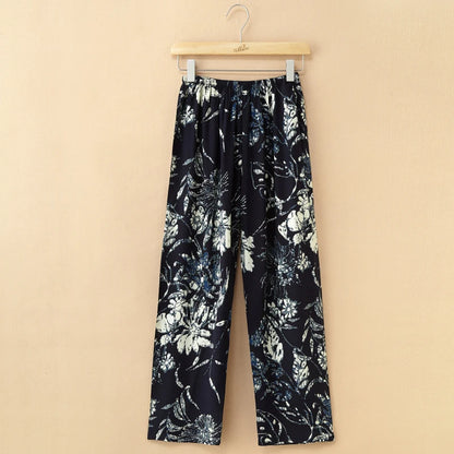 Home service trousers female spring and summer mother clothes middle-aged and elderly thin cotton pajamas can be worn outside