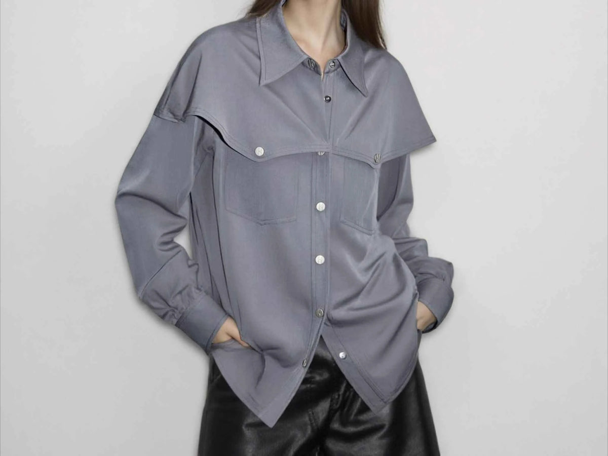 Women's Clothing 2025 Autumn New Design Loose and Slimming Shirt Unique Temperament Top