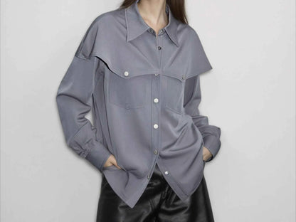 Women's Clothing 2025 Autumn New Design Loose and Slimming Shirt Unique Temperament Top