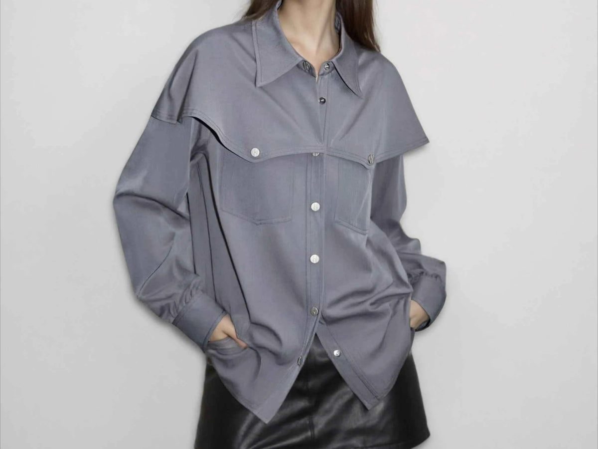 Women's Clothing 2025 Autumn New Design Loose and Slimming Shirt Unique Temperament Top