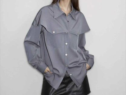 Women's Clothing 2025 Autumn New Design Loose and Slimming Shirt Unique Temperament Top