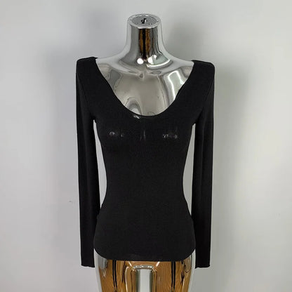 Women T Shirt 2026 Summer Basic Casual T-Shirt O Neck Woman Clothes Sexy Low Chest See Through Soft Slim Tops Tee Shirt Femme