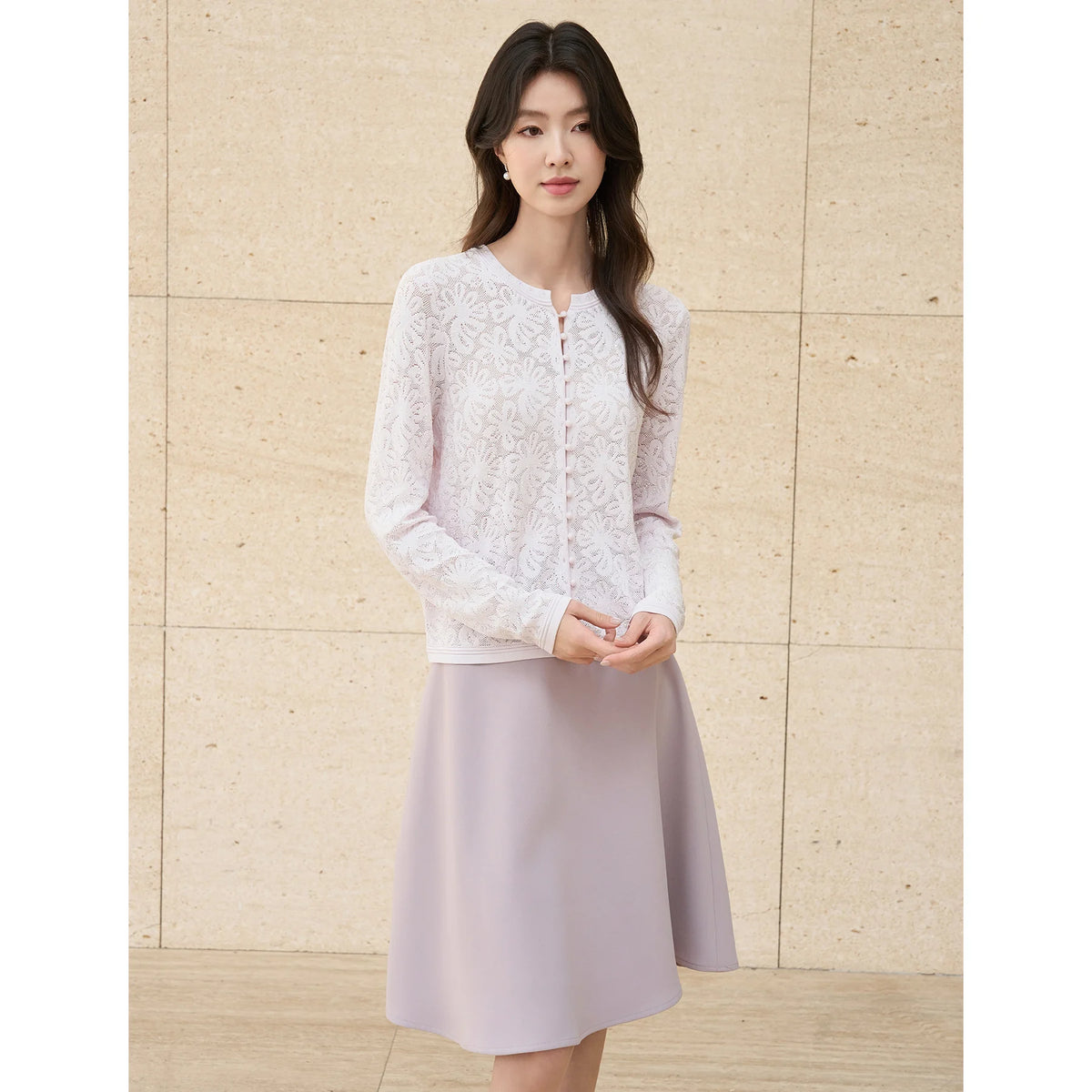 JANSAN Commute Series Ice Silk Knitted Open Cardigan Women's Outerwear Elegant Intellectual Design with Rhinestone Embroidery