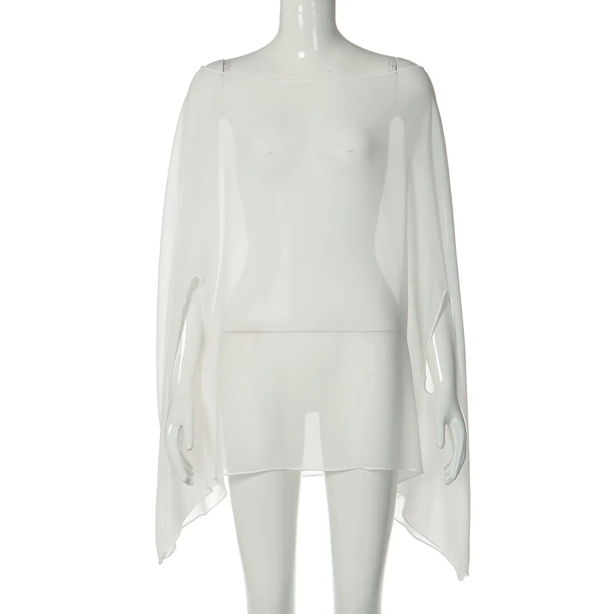 Woman Clothes See-through Chiffon Blouses Sexy Fashion Solid Cover-ups Ladies Elegant Night Club Tops White Black Streetwear