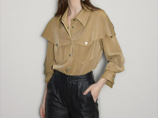 Women's Clothing 2025 Autumn New Design Loose and Slimming Shirt Unique Temperament Top
