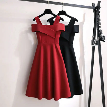 Women Dresses 2025 new fashion off shoulder look slim cinched waist knee-length dress women's clothing vestidoes