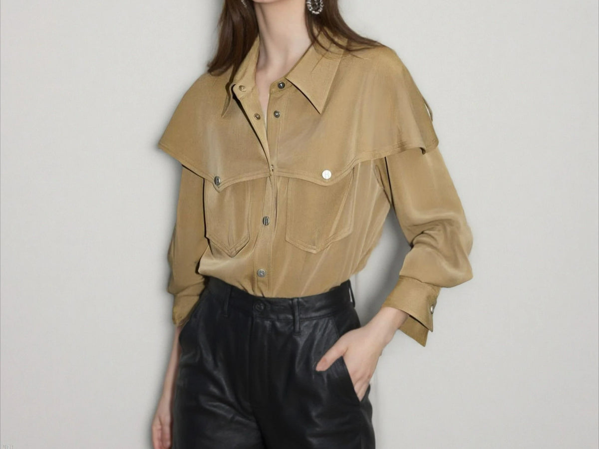 Women's Clothing 2025 Autumn New Design Loose and Slimming Shirt Unique Temperament Top