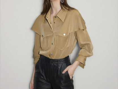 Women's Clothing 2025 Autumn New Design Loose and Slimming Shirt Unique Temperament Top