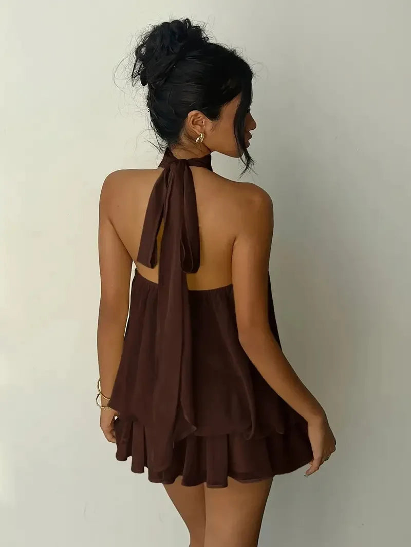 Women's Casual Dresses Woman Clothes Elegant Party Solid-color Beachwear Slim-fitting Sexy Backless Skirt Dress Female Clothing