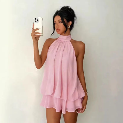 Women's Casual Dresses Woman Clothes Elegant Party Solid-color Beachwear Slim-fitting Sexy Backless Skirt Dress Female Clothing