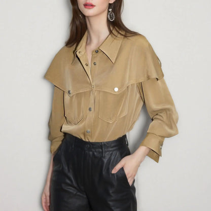 Women's Clothing 2025 Autumn New Design Loose and Slimming Shirt Unique Temperament Top