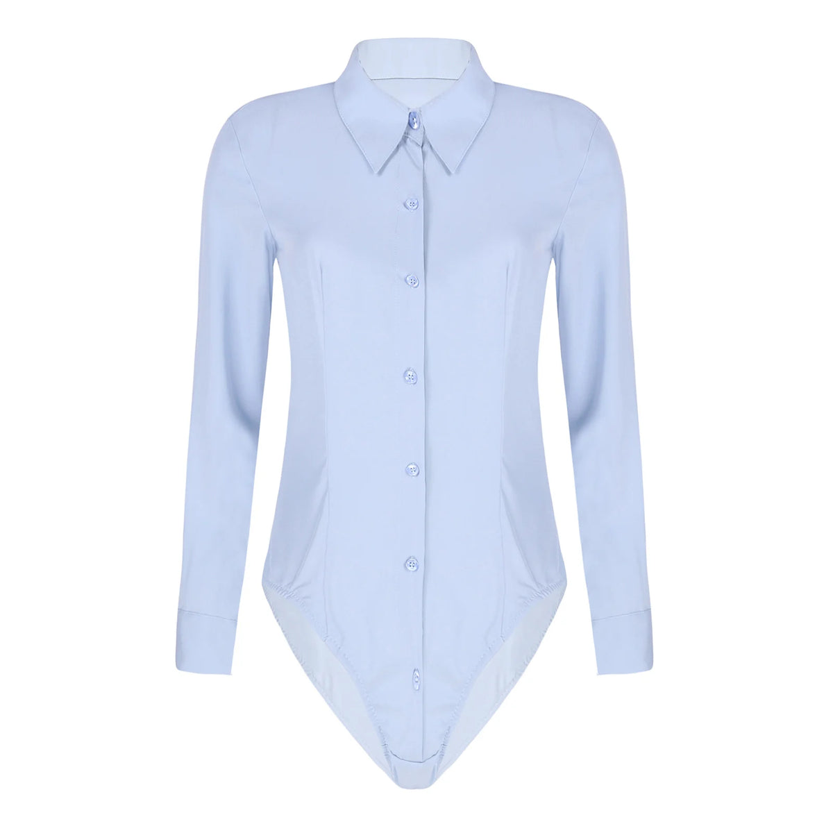 Women's Body Shirt Office Lady Work Uniforms White Blouses Slim Clothes Long Sleeve OL Shirt Leotard Easy Care Work Tights Shirt