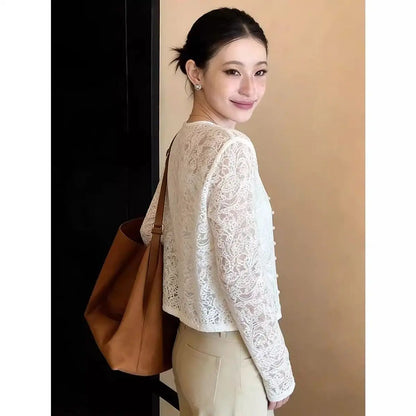 2025 Autumn Women's Sexy European Style Lace Blouse with Heavy Embroidery Appliqué Elegant High-Quality Off-shoulder Top