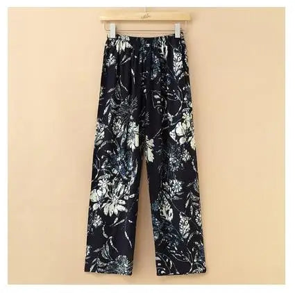 Home service trousers female spring and summer mother clothes middle-aged and elderly thin cotton pajamas can be worn outside
