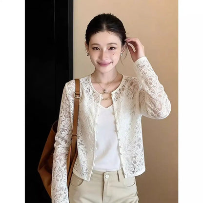 2025 Autumn Women's Sexy European Style Lace Blouse with Heavy Embroidery Appliqué Elegant High-Quality Off-shoulder Top