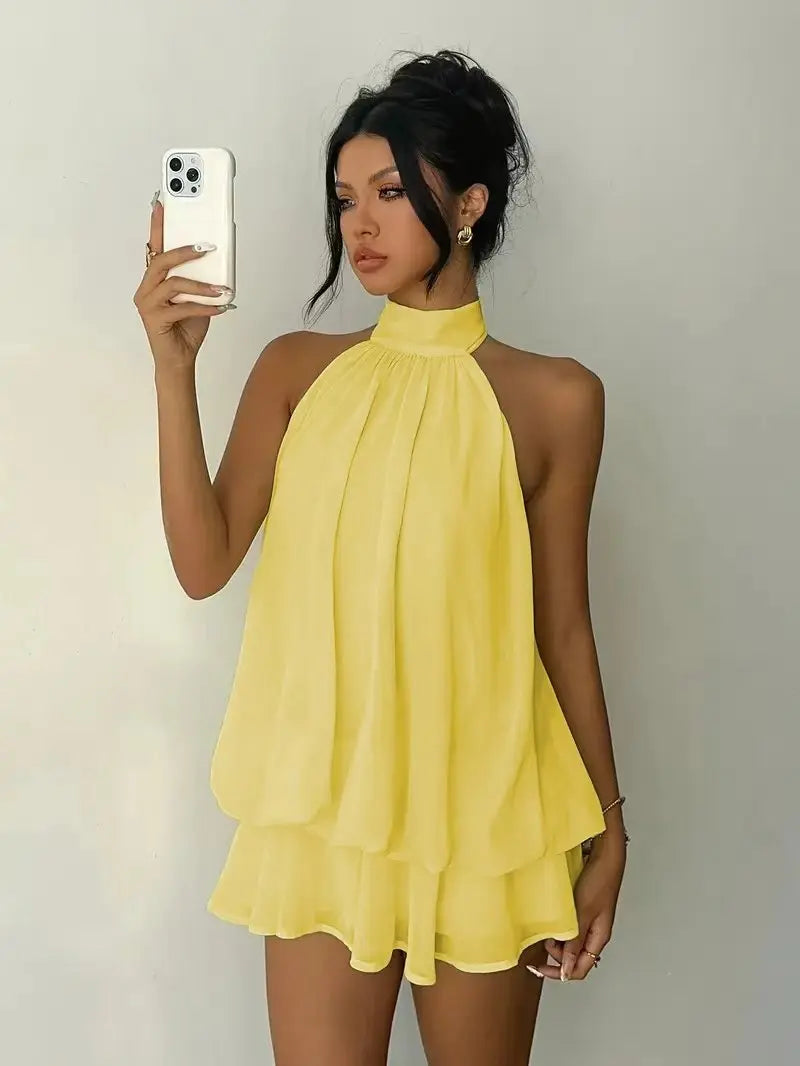 Women's Casual Dresses Woman Clothes Elegant Party Solid-color Beachwear Slim-fitting Sexy Backless Skirt Dress Female Clothing